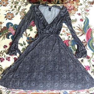 Express Faux Wrap Long Sleeve Dress